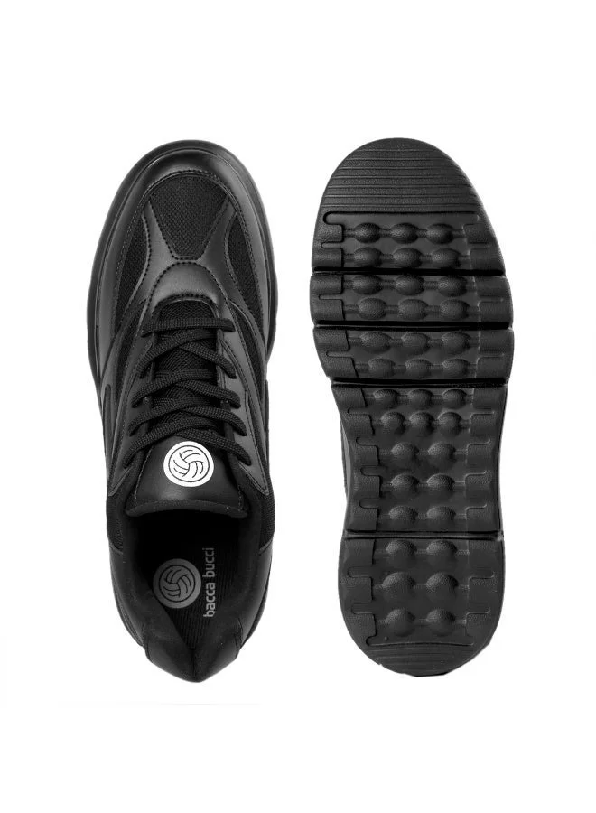 Bacca Bucci Black Urban Retro Blocked Fashion Sneakers for Men | Best Price UAE